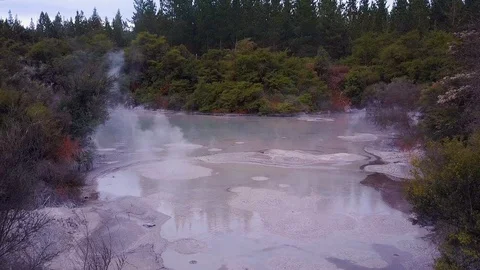 4K Aerial drone - Mud Pools in Rotorua, New Zealand Stock Footage 93660862