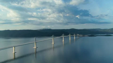 4k Aerial drone shoot view of The Peljesac Bridge Stock Footage 282443945