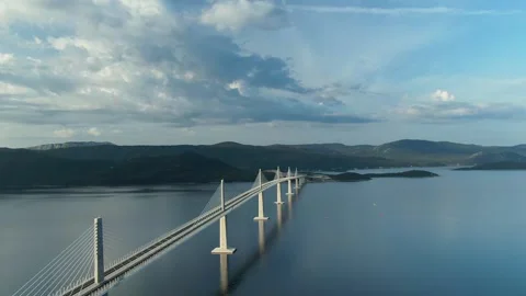 4k Aerial drone shoot view of The Peljesac Bridge Stock Footage 282443958