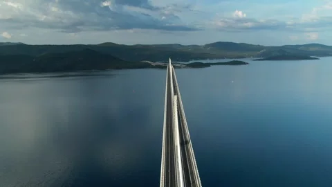 4k Aerial drone shoot view of The Peljesac Bridge Stock Footage 282443967