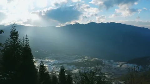 4K Aerial Drone Shot of Hani Rice Terraces China Video stock 334989031