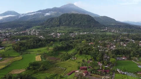 4K aerial drone shot of Mount Welirang rice terraces East Java Indonesia Stock Footage 332122607