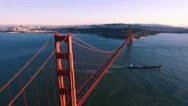 4K Aerial Drone Shot Of San Francisco Golden Gate Up Forward Sunset Stock Footage