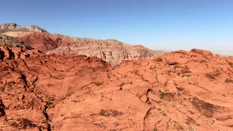 4K Aerial drone shot of a set of large red rock formations, The Red Rock Canyon Stock Footage 150239443