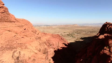 4K Aerial drone shot of a set of large red rock formations, The Red Rock Canyon Stock Footage 150239450