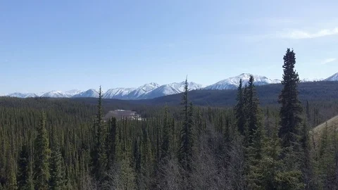4K Aerial drone shot side to side view of the Pelly mountain Range Stock Footage 89993015