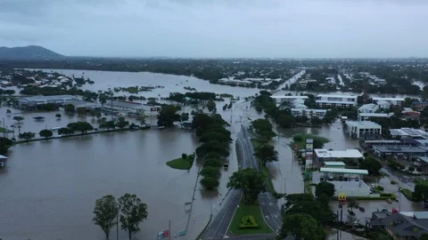 4k Aerial Drone  shot, Townsville Australia Flood 2019 Stock Footage