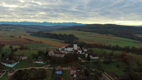 4k aerial drone slow shot over saxon village Hosman. Stock Footage 78218924