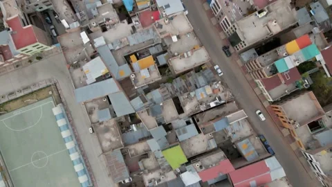 4K Aerial Drone Top Down view of residential area of Puno, Peru. Stock Footage 239835382