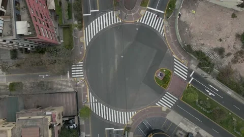 4K Aerial Drone Top Down Rise over Traffic Circle in Lima, Peru Stock Footage 239835473