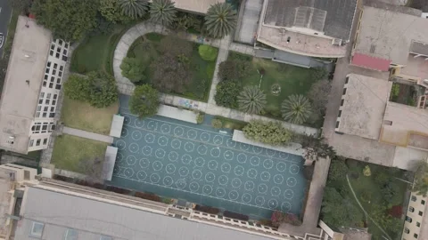 4K Aerial Drone Top Down descent and rotate over playground in Lima, Peru Stock Footage 239835483