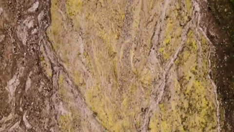 4K Aerial Drone Top Down view of Lava Riverbed at Mount Saint Helens Stock Footage 241140953