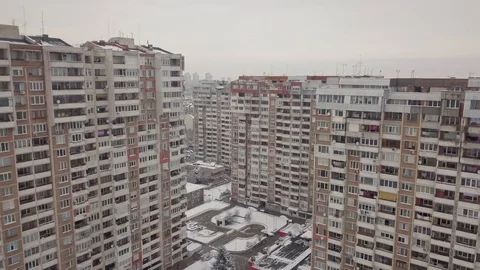 4K Aerial drone video between buildings Video stock 123293532