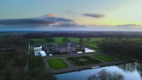 4k aerial drone video of castle Nordkirchen in NRW Stock Footage