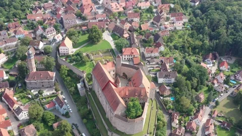 4K Aerial Drone Video - Germany - Medievil Town with Castle - Part 3 Stock Footage 213909365
