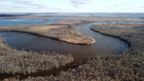 4K Aerial Drone Video of River in Texas Winter Stock-Footage 239469718