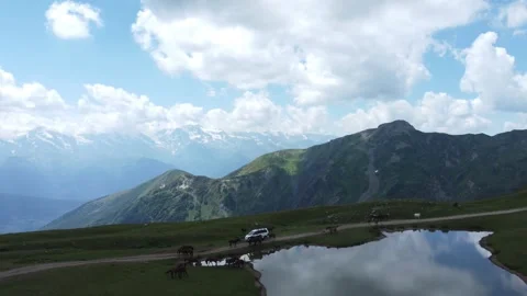 4K Aerial Drone View of Clouds Reflecting in Koruldi Lake, Georgia Stock Footage 312330603