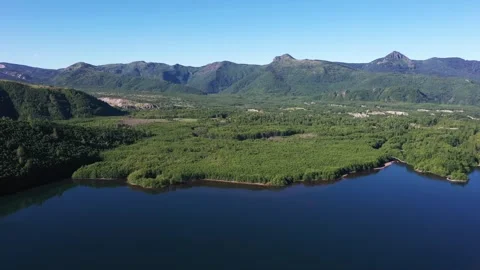 4K aerial drone view of Coldwater Lake near Mount Saint Helens, Washington, USA Stock Footage 337820601