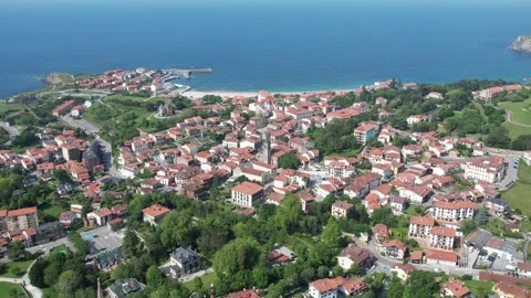 4K aerial drone view of Comillas town 스톡 동영상 280100900