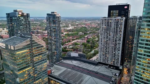 4K aerial drone view of downtown Montreal skyline and cityscape, Canada Stock Footage 332624129