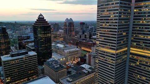 4K aerial drone view of downtown Montreal skyline and cityscape, Canada Stock Footage 332624203