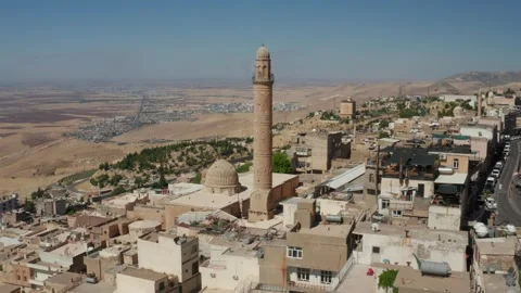 4K Aerial Drone View of the Famous Grand Mosque Minaret in Mardin, Turkey with Stock-Footage 295320522