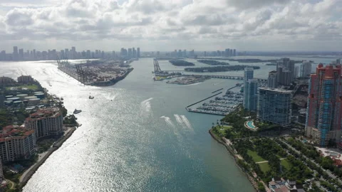 4K aerial drone view flying over the beautiful bay leading to the open waters 動画素材 134479192
