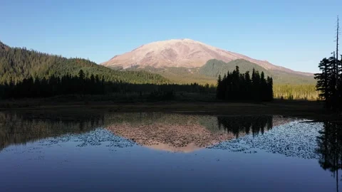 4K aerial drone view at Goat Marsh Lake wetlands near Mount St. Helens, WA, USA Stock Footage 346569567