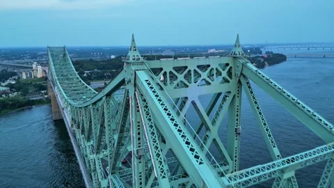 4K aerial drone view of Jacques Cartier Bridge in Montreal, Quebec, Canada Stock Footage 332626416