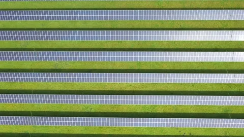 4K aerial drone view of a large solar panel farm in field in rural Oregon, USA  Stock Footage 332120669