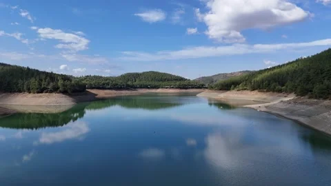 4K aerial drone view. Reflection of the cloud over the lake water. Video stock 286993962
