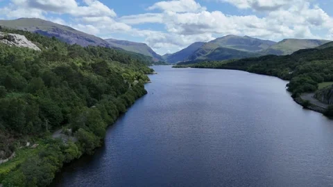 4K Aerial Drone View of River in Hilly Landscape 30fps Video stock 314603695