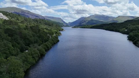 4K Aerial Drone View of River in Hilly Landscape 60fps Video stock 314604030