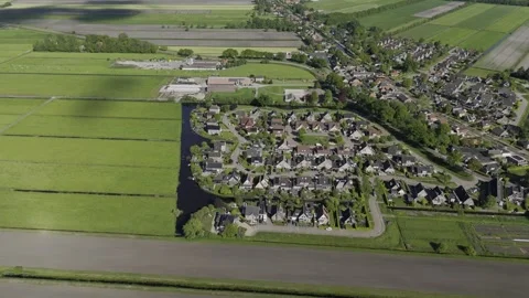 4K Aerial Drone View of Small Village in Countryside Stock Footage 317404221