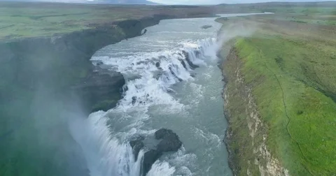 4k Aerial Drone View of Waterfall – Gulfoss, Iceland Stock-Footage 78988192