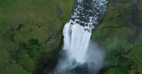 4k Aerial Drone View of Waterfall – Skogafoss, Iceland Stock Footage 78992622