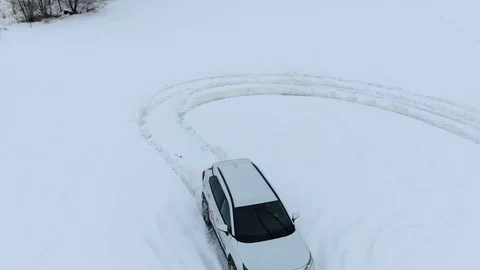 4K Aerial dynamic drift shooting on an all-wheel drive car Video stock 127950694