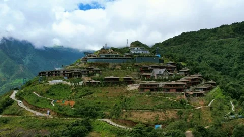 4K Aerial Elevation of Mountain Peak Resort Stock Footage 332385499