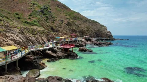 4K Aerial Eo Gio and Ky Co Beach Turquoise Coast in Vietnam Video stock 330694521