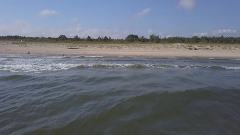 4k Aerial: flight over Baltic Sea beach in summer day with nice weather Vídeos de archivo 93482196