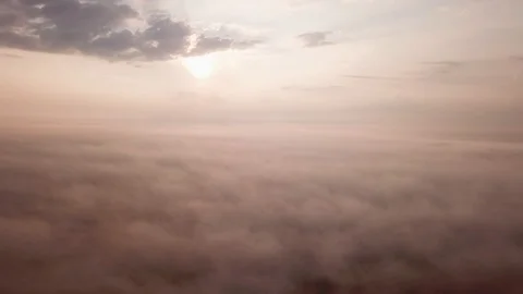 4k aerial flight over clouds at summer sunrise. Beautiful drone landscape Vídeo Stock 93951882
