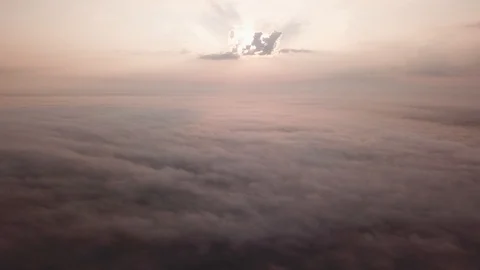 4k aerial flight over clouds at summer sunrise. Beautiful drone landscape 動画素材 93962034