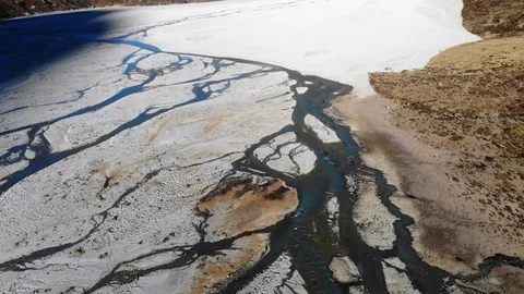 4k aerial fly over river veins system in Langtang Valley in Nepal Stock Footage 107665372