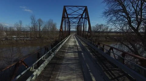 4k aerial fly through bridge slowly Stock Footage 61414616