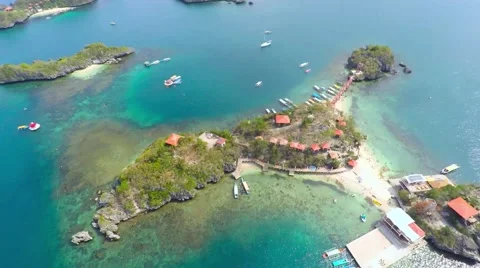 4K aerial, flying over a beach island in the Philippines Video stock 65264187