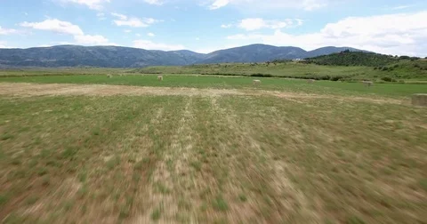 4k Aerial Flying Over Hayfields in Colorado Stock Footage 81204033