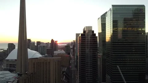 4K aerial flying straight down to steet level looking down Front Street in Downt Stock Footage 149983757