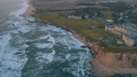 4K Aerial Flying View of Hotel and Cliff Stock Footage 80987543