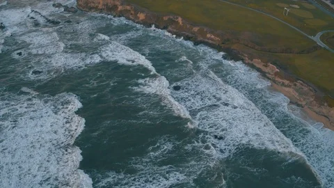 4K Aerial Flying View of Ocean and Cliff Stock Footage 80989064