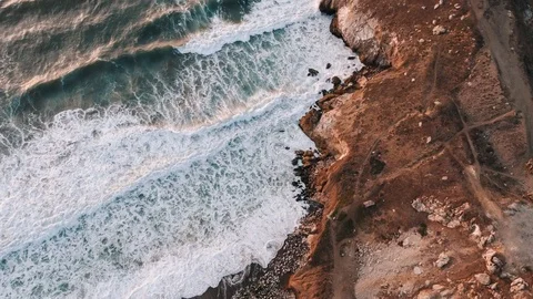 4K Aerial Flying View of Ocean and Cliff Stock Footage 80989326